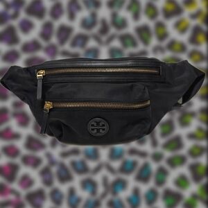 Black Belt Bag with Gold Accents